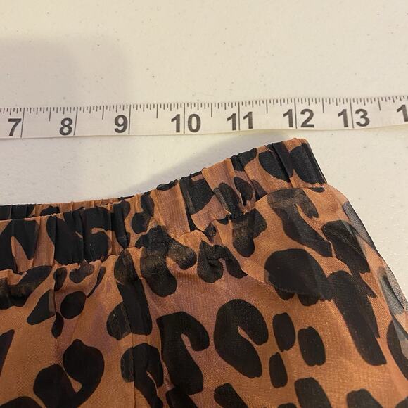 L'VOW Women's M Leopard Print Boho Maxi Skirt Flowy Animal Print Long 100% Silk - Picture 2 of 7